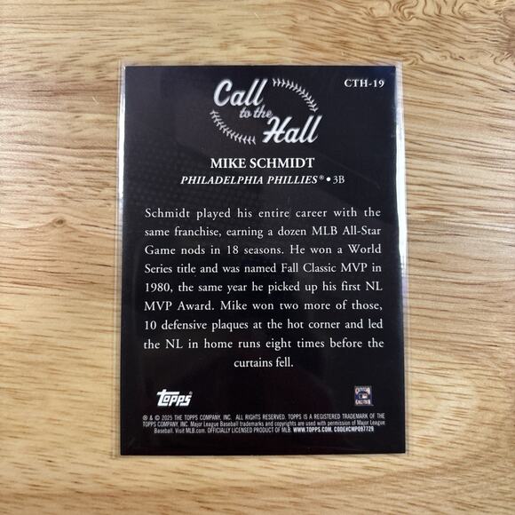 2025 Topps Series 1 - Call to the Hall Mike Schmidt #CTH-19 - Picture 2 of 2